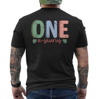 1 Year Old One Saurus Dinosaur Family 1St Birthday Matching Men's T-shirt Back Print - Thegiftio UK