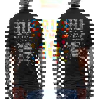 10 Year Old Building Blocks Bruh 10Th Birthday Boy Men's T-shirt Back Print - Thegiftio