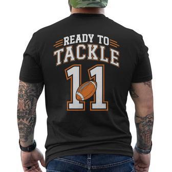 11Th Birthday Football Lover 11 Year Old Ready To Tackle 11 Men's T-shirt Back Print - Thegiftio UK