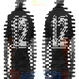 12番の前面と背面にホワイトのプリント。 メンズTシャツ バックプリント - Kawaiitshirt