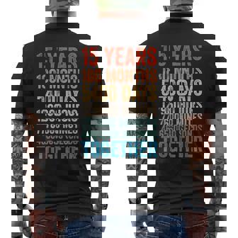 15年目の記念日 彼 彼女 カップル 15回目の結婚 メンズTシャツ バックプリント - Kawaiitshirt
