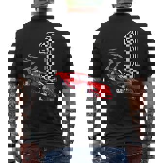 1Er Anniversaireoiture De Course Garçon 1 Drapeauoiture De Course Enfants Conduire T-shirt imprimé au dos - Cadeauxyz