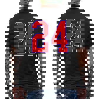 24番の大学スポーツスタイル。レッド、ブルー、ホワイト。 メンズTシャツ バックプリント - Kawaiitshirt