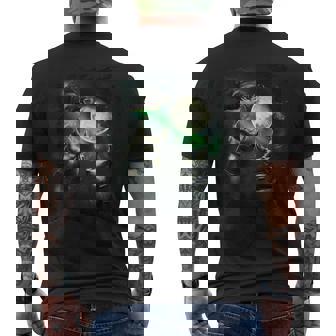 3 サイ クワガタ カブトムシ 月 三匹狼 ハウリング メンズTシャツ バックプリント - Kawaiitshirt