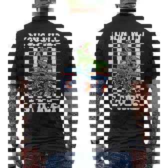 3Rd Birthday Monster Truck Young Wild And Three 3 Year Old Men's T-shirt Back Print - Thegiftio