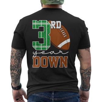 3Rd Year Down Football Lover Third Birthday Boy Party Men's T-shirt Back Print - Thegiftio UK