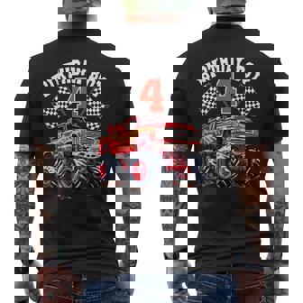 4 Year Old 4Th Birthday Boys Monster Truck Car Men's T-shirt Back Print - Thegiftio UK