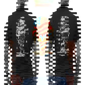 4Th Of July Baseball Drip Ice Cream Cone American Flag Men's T-shirt Back Print - Monsterry
