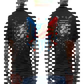 4Th Of July Baseball Drip Patriotic American Flag Boys Mens Men's T-shirt Back Print - Monsterry