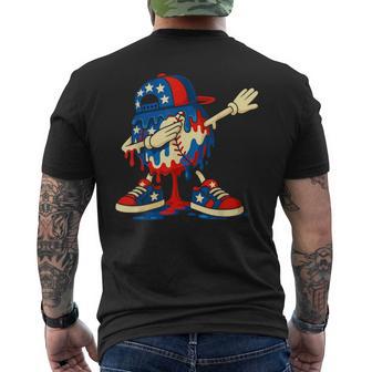 4Th Of July Dabbing Baseball Drip Ice Cream For Boys Usa Men's T-shirt Back Print - Thegiftio UK