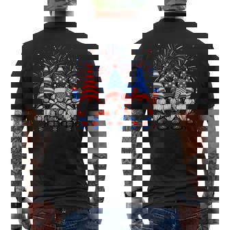 4Th Of July Gnomes American Flag Patriotic Independence Day Men's T-shirt Back Print | Mazezy
