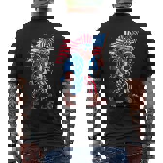 4Th Of July Patriotic American Bigfoot Sasquatch Usa Flag Men's T-shirt Back Print - Monsterry