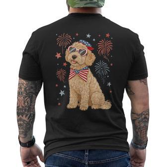 4Th Of July Patriotic Goldendoodle Coquette Bow Usa Flag Men's T-shirt Back Print - Thegiftio UK
