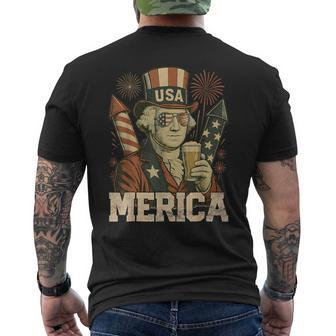 4Th Of July Patriotic Merica George Washington July 4Th Usa Men's T-shirt Back Print - Thegiftio UK