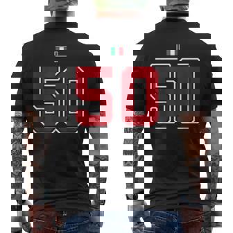 50 ナンバー カレッジスタイル ヴィンテージ 赤 白 イタリア国旗 メンズTシャツ バックプリント - Kawaiitshirt