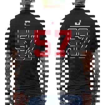 57 ナンバー カレッジスタイル ヴィンテージ 赤 白 日本国旗 メンズTシャツ バックプリント - Kawaiitshirt