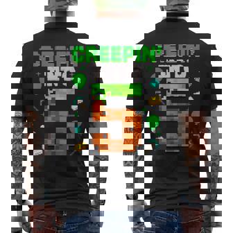 5Th Birthday Gamer Pixel Creepin’ Into 5 Video Game Party Men's T-shirt Back Print - Thegiftio