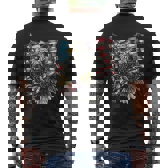 7 月 4 日アメリカ国旗白頭鷲グラフィック アート デザイン メンズTシャツ バックプリント - Kawaiitshirt
