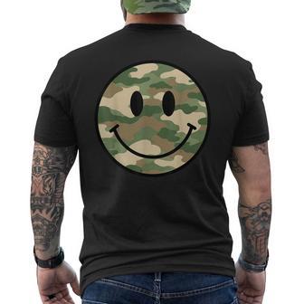 70S Camo Smile Face Smiling Happy Camouflage Lover Men's T-shirt Back Print - Thegiftio UK