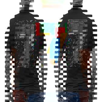7歳 ブロック 建物 マスタービルダー 7歳の誕生日 男の子 メンズTシャツ バックプリント - Kawaiitshirt