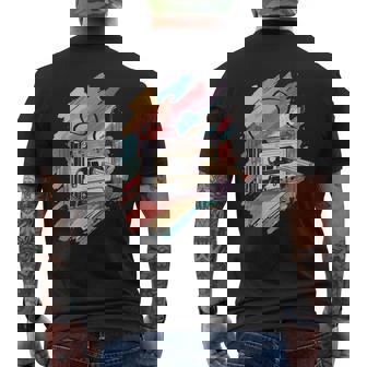 80S Musicibes Outfits Lápiz De Cinta De Casete Retrointage De Los Años 80 Adultos Pequeño Negro Manga Larga Camiseta Hombre Estampado Espalda - Regaloses