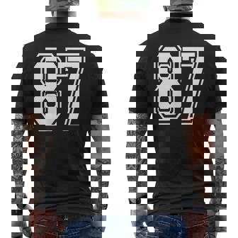 87番の前面と背面にホワイトのプリント。 メンズTシャツ バックプリント - Kawaiitshirt