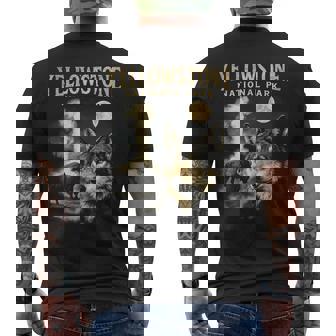 90S Yellowstone National Park Wolf And Bison Vintage Men's T-shirt Back Print | Seseable CA