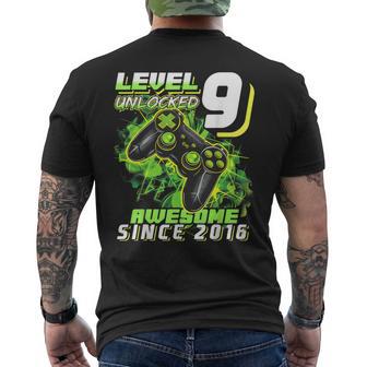9Th Birthday Boy Level 9 Gamer 9 Year Video Game Party Men's T-shirt Back Print - Thegiftio UK