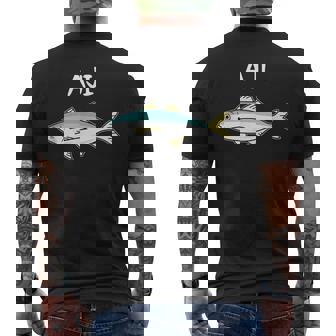 Aji 鯵 アジ 願掛け 釣り好き 魚好き 海釣り 趣味 おもしろ 寿司ネタ 趣味釣り 船釣り 釣り メンズTシャツ バックプリント - Kawaiitshirt