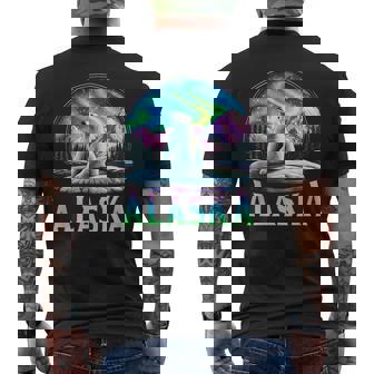 Alaska Northern Lights Aurora Viewing Bear Vacation Trip Men's T-shirt Back Print - Thegiftio