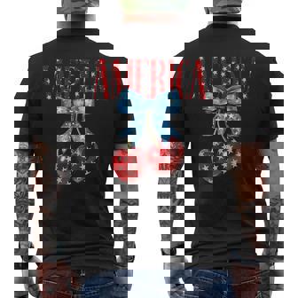 America Cherries Bow Y2k Trendy July 4Th Usa Flag America Men's T-shirt Back Print - Monsterry