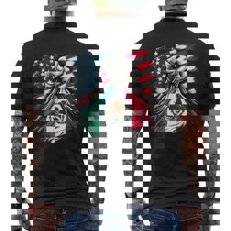 America Mexico Flag Vintage Mexican Roots American Men's T-shirt Back Print - Monsterry