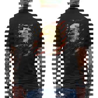 American Bald Eagle Patriotic 4Th Of July Vintage Usa Flag Men's T-shirt Back Print - Monsterry