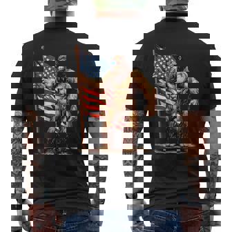 American Flag Bigfoot Sunglasses Patriotic 4Th Of July Usa Men's T-shirt Back Print - Thegiftio
