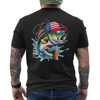 American Flag Fishing Lovers Fisherman Fishing Usa Men's T-shirt Back Print - Thegiftio UK