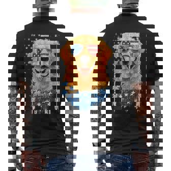 American Flag Golden Retriever Usa Retro 4Th Of July Men's T-shirt Back Print | Mazezy