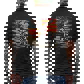 American Flag Motorcycle Usa Flag Biker Retro Men's T-shirt Back Print - Thegiftio UK