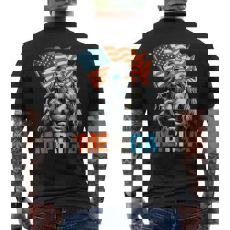 American Flag Patriotic 4Th Of July Bigfoot Merica Rock Men's T-shirt Back Print - Monsterry