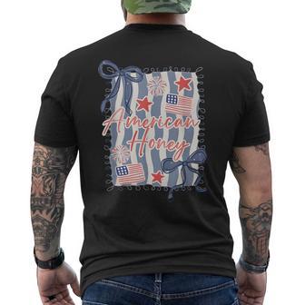 American Honey Flag Coquette Bow Girly 4Th Of July Patriotic Men's T-shirt Back Print - Thegiftio UK