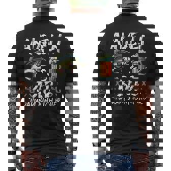 Angeln & Bier Darum Bin Ich Hier Angler Fischerverein T-Shirt mit Rückendruck - Seseable