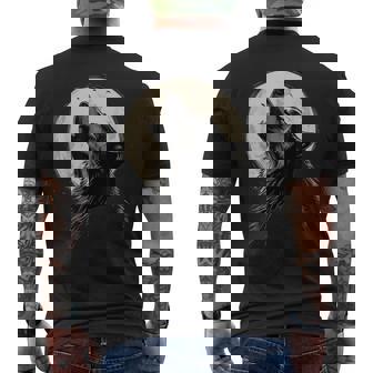 Arte De Luna Con Cabeza De Lobo Aullando Gráfico De Espíritu De Naturaleza Camiseta Hombre Estampado Espalda - Regaloses