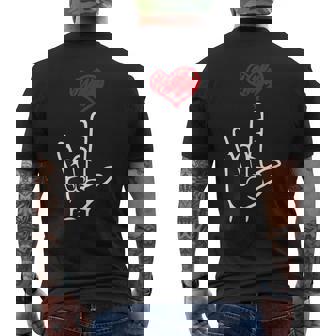 Asl I Love You Hand Heart アメリカ手話 メンズTシャツ バックプリント - Kawaiitshirt