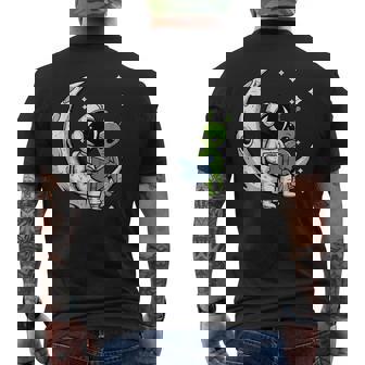 Astronaut Reading Book To Alien Moon Space Astronomy Men's T-shirt Back Print - Monsterry