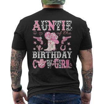 Auntie Of The Birthday Cow-Girl Pink Disco Rodeo Western Men's T-shirt Back Print - Thegiftio UK