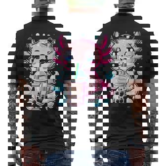 Axolotls Bubble Boba Tea Anime Cute Kawaii Axolotl Men's T-shirt Back Print - Thegiftio