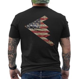 B-2 Bomber Stealth Aircraft Schematic American Flag B2 Men's T-shirt Back Print - Thegiftio UK
