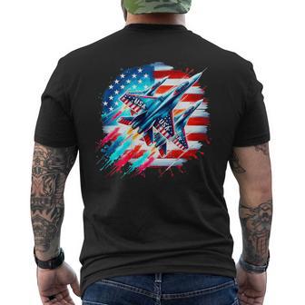 On Back Patriotic Usa Jets American Flag America 4Th Of July Men's T-shirt Back Print - Thegiftio UK