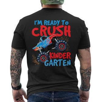 Back To School Boys First Day Of Kindergarten Monster Truck Men's T-shirt Back Print - Thegiftio UK