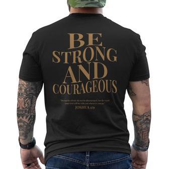 On Back Be Strong And Courageous Joshua 1 9 Bible Verses Men's T-shirt Back Print - Thegiftio UK