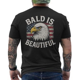 Bald Is Beautiful 4Th Of July American Flag Usa Bald Eagle Men's T-shirt Back Print - Thegiftio UK